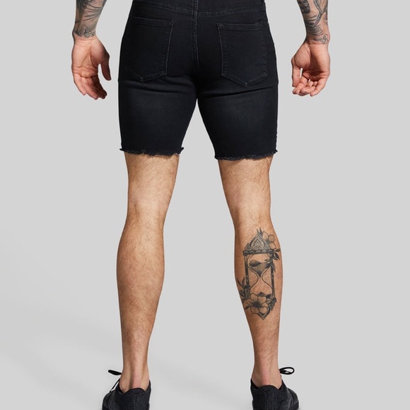 lucky brand black shants cut off distressed shorts grunge vintage ripped bottoms - Picture 2 of 16